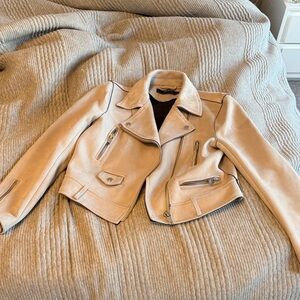Zara Beige Leather Jacket